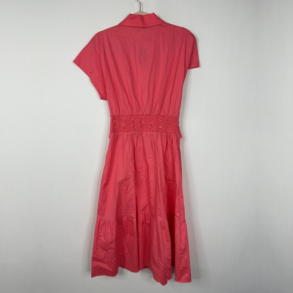 NWT White House Black Market Twist Waist Shirt Dress Sunkist Coral XS - Picture 3 of 9